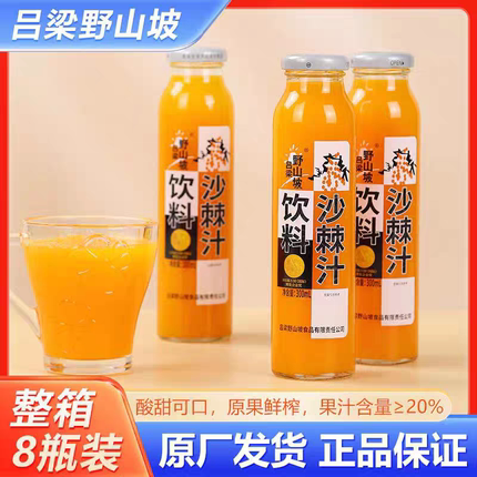 【厂家直发】吕梁野山坡沙棘汁饮料300ml玻璃瓶山西特产沙棘果汁