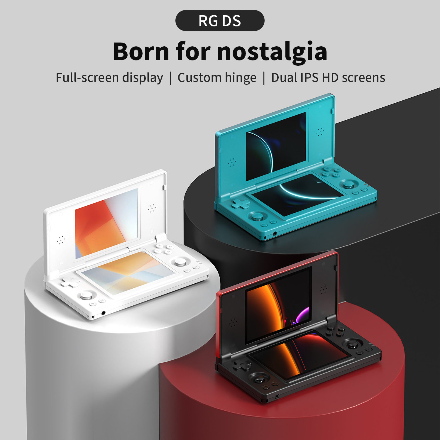 外贸跨境新款RG DS双屏安卓摇杆掌机连电视复古怀旧掌上双人游戏