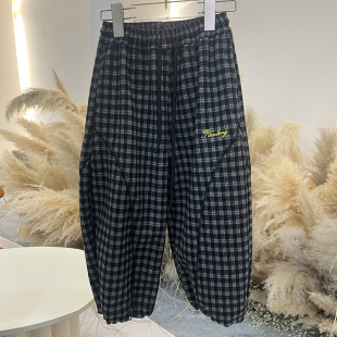 儿童秋冬儿童加绒格子加厚针织裤 6002