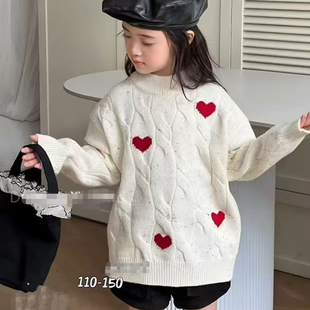 儿童装麻花辫爱心毛衣A78
