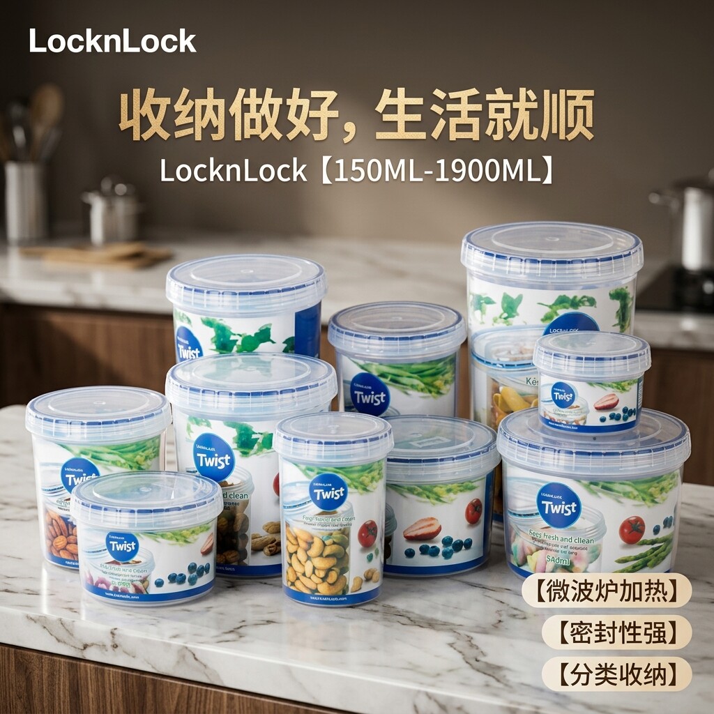 乐扣乐扣保鲜盒迷你小号密封罐盒子塑料饭盒圆形水果食品便携分装