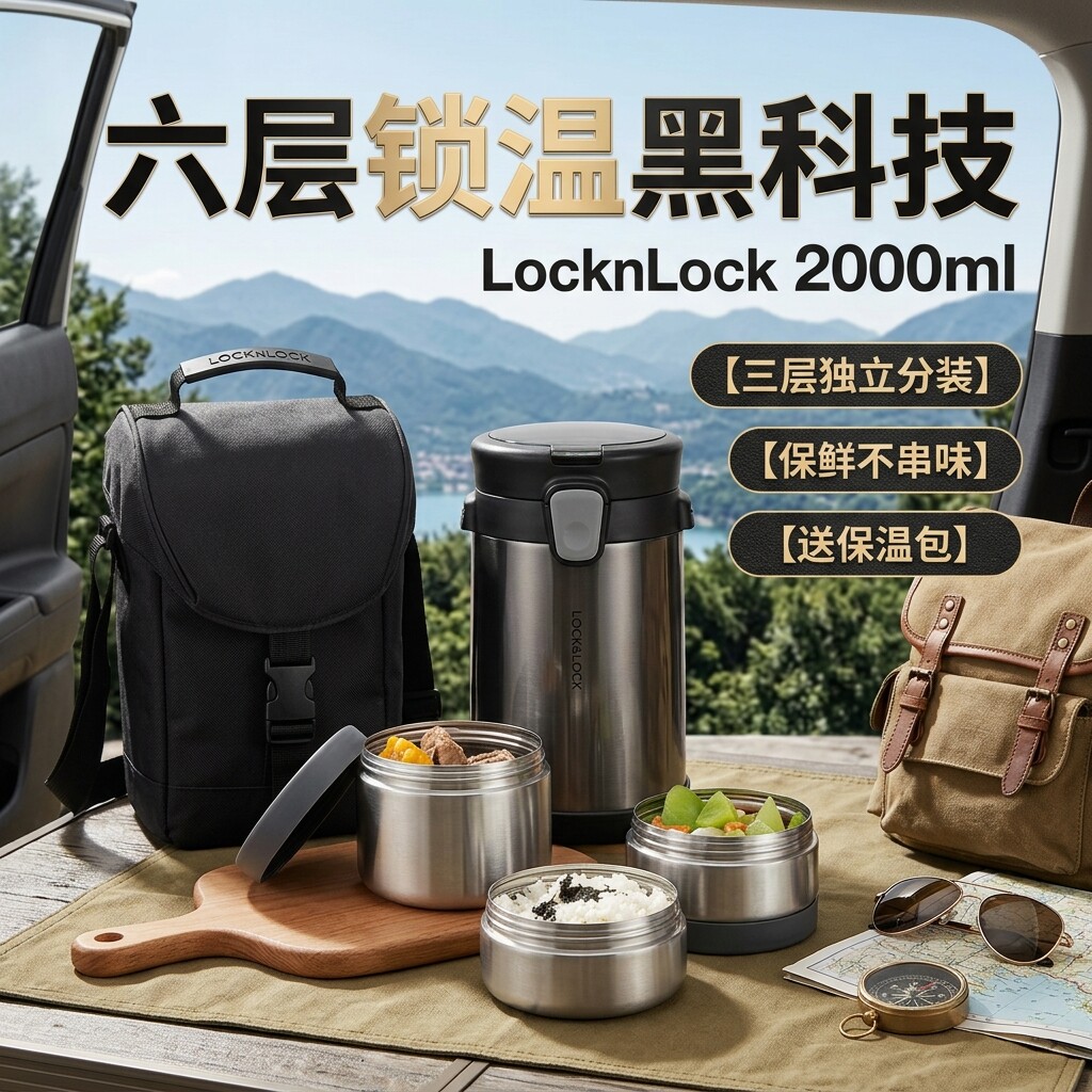 乐扣乐扣不锈钢餐盒超长保温桶提桶保温饭盒带饭桶官方正品大容量
