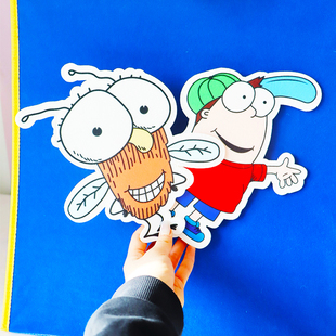 fly 幼儿园围裙剧道具英语教学教具 guy苍蝇小子双语绘本毛毡玩具