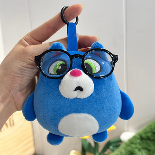 爆款月半猫公仔蓝色胖猫毛绒玩具录音挂件背包挂饰蓝猫搞怪娃娃