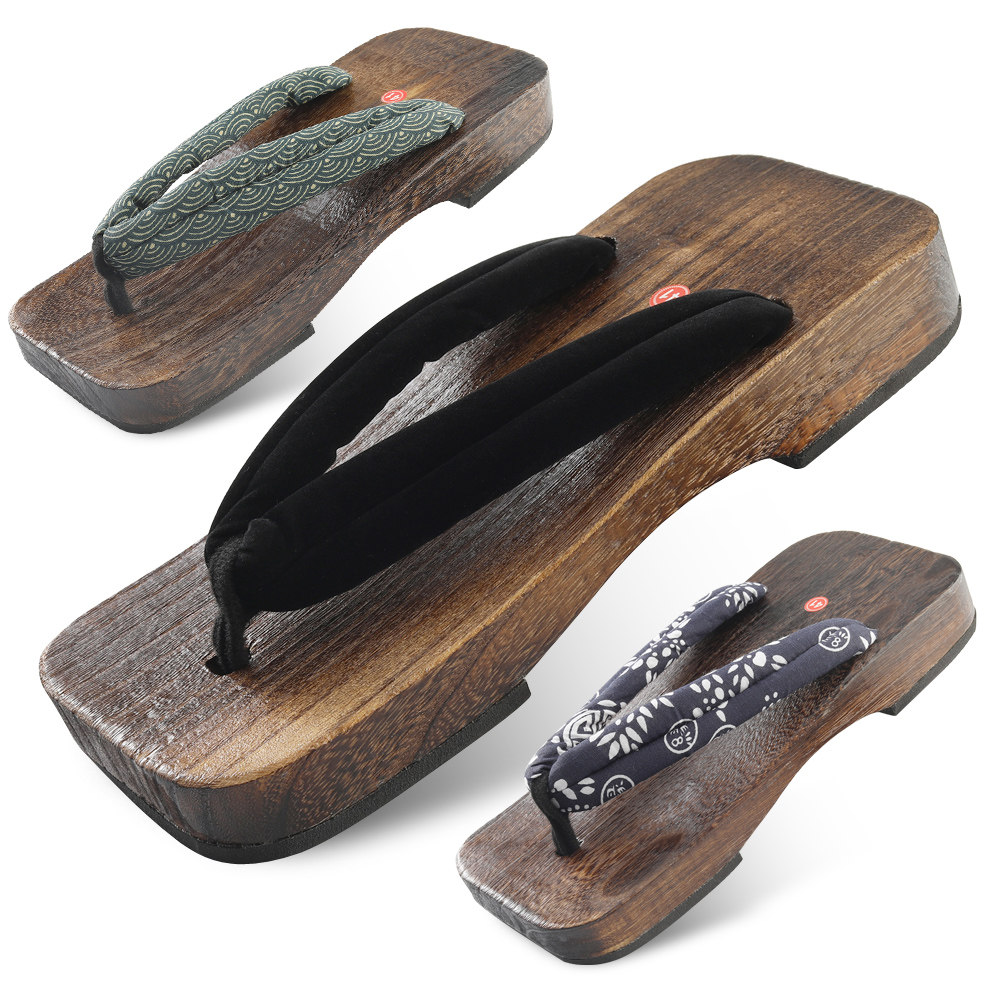日式和服烧桐木男士方头木屐防滑木拖鞋人字拖鞋夹脚拖鞋厚底居家