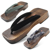 和服烧桐木男士 方头木屐防滑木拖鞋 人字拖鞋 日式 夹脚拖鞋 厚底居家