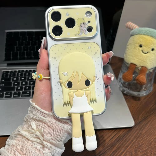 黄发少女支架手机保护壳软