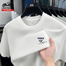 老爷车100%纯棉短袖t恤男士2025年夏季薄款休闲圆领半袖体恤衫男