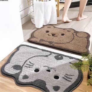 卫生间门口地垫新款卡通造型家用植绒加厚浴室吸水脚垫卧室门口垫