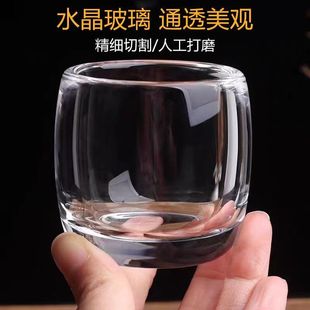 茶杯不烫手主人杯品茗个人专用小板指杯 水晶杯玻璃杯加厚养生中式