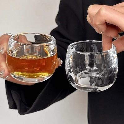 【8只装】扳指杯水晶玻璃杯水杯家用喝水主人杯高档厚酒杯泡茶杯