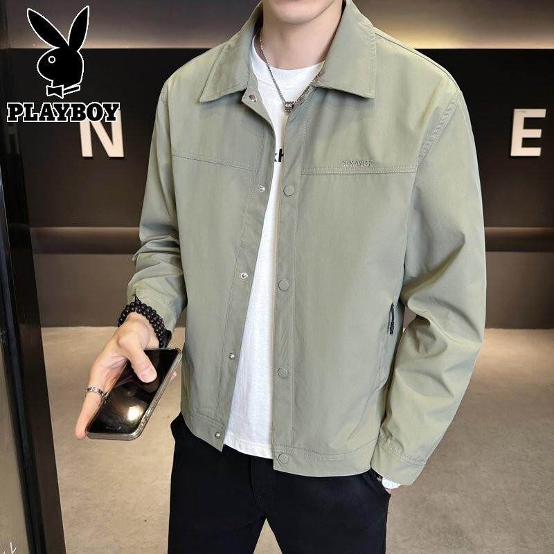 花花公子翻领夹克外套男士2026春秋季新款高端薄款褂子休闲上衣服