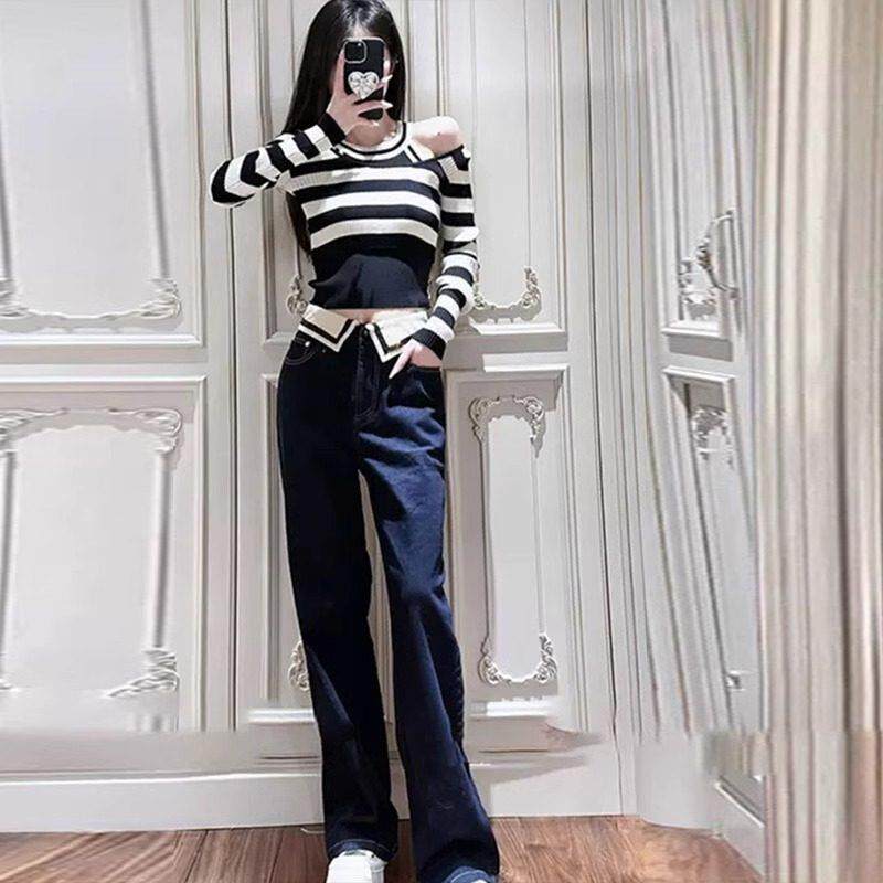 LILY MOST美式复古牛仔裤女2023秋季新款高腰显瘦高级感微喇叭裤