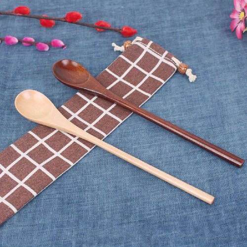 2 Pcs Wooden Coffee Spoon Honey Stirring Spoons Teaspoon