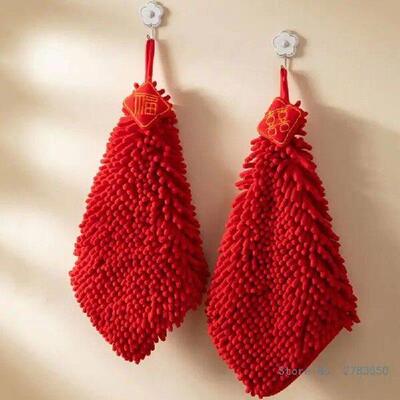 Red Hands Towel Red Wipe Cloth Chenille Cleaning Cloths