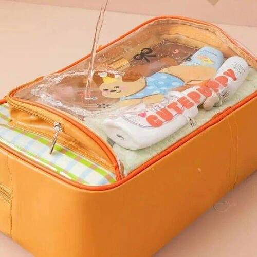 PVC Transparent Toiletry Bag Double Layer Zipper Closure