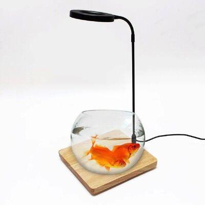 LED Aquarium Fish Tank Light Wooden Base Miniature