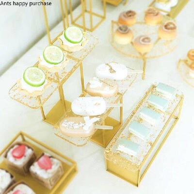 Acrylic Metal Cake Stand Golden Dessert Table Wedding