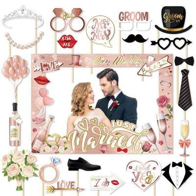A14M Wedding Photo Props Kit Rose Gold Bride to Be Photo