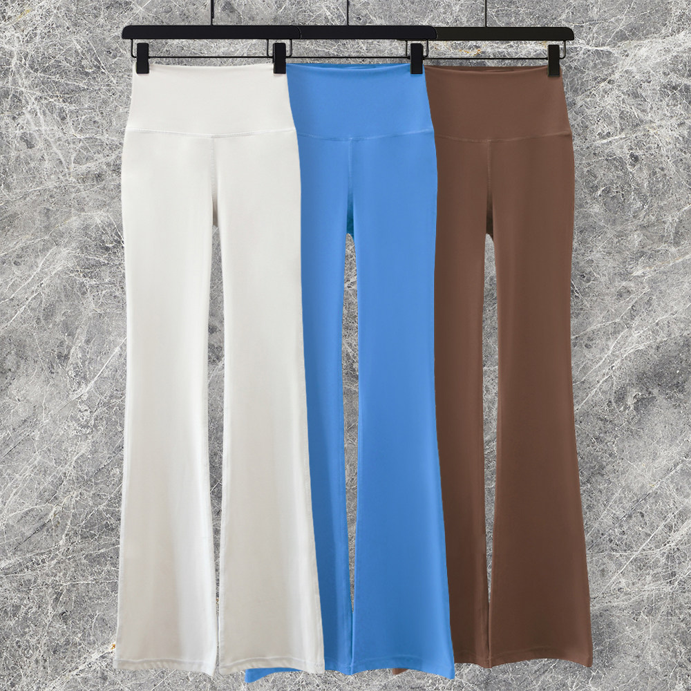 微喇瑜伽裤女高腰提臀弹力紧身裸感速干显瘦外穿健身运动喇叭长裤