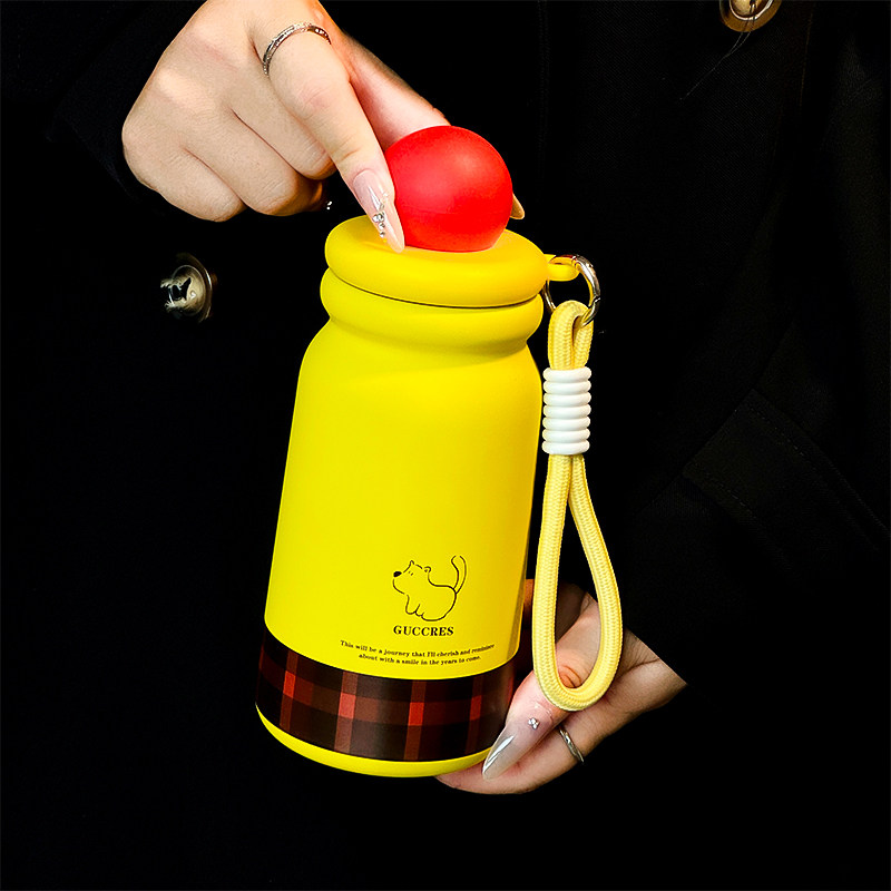 可爱儿童吸管保温杯大容量不锈钢便携咖啡杯女生水杯高颜值吸管杯