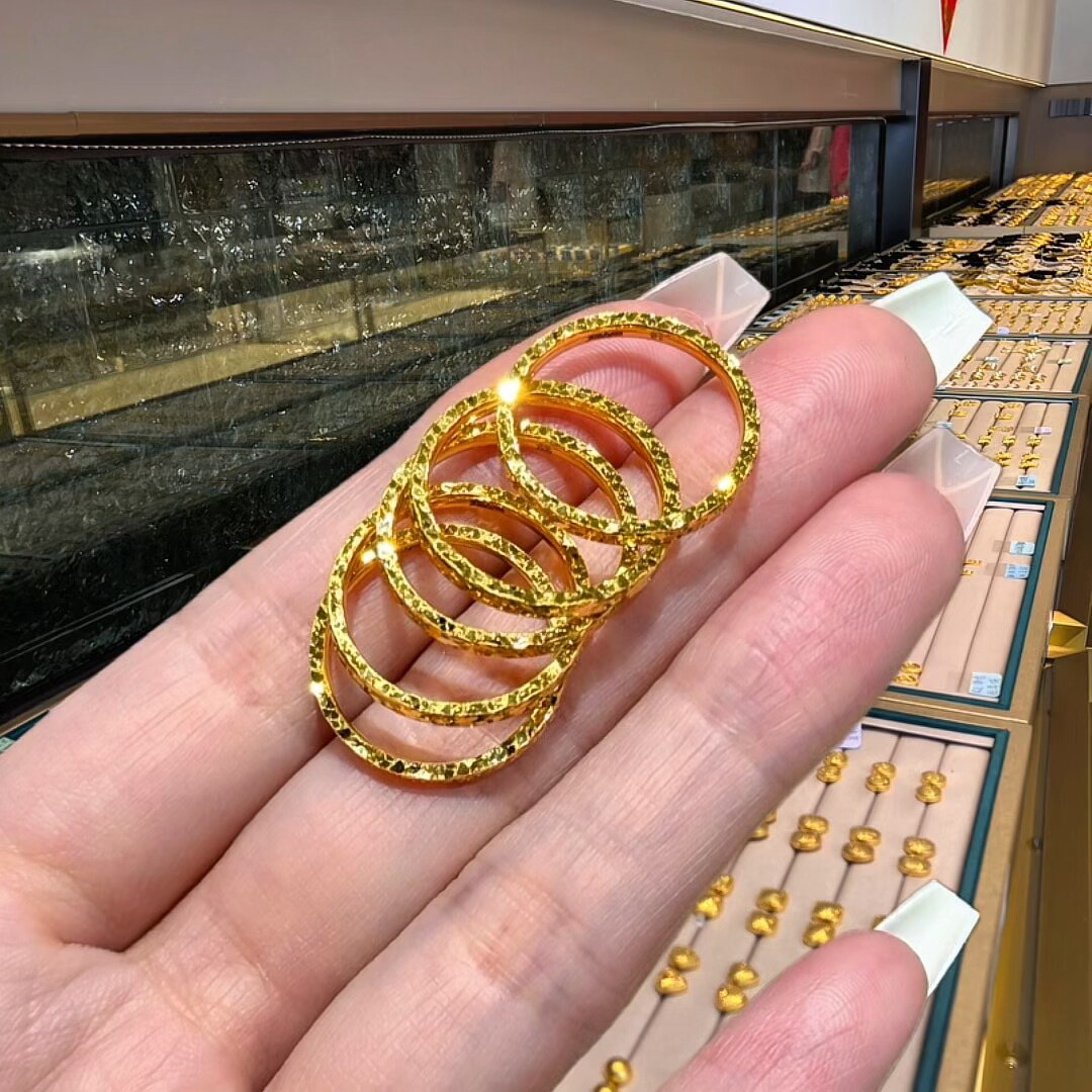 金店同款碎冰冰素圈戒指爆闪满天星指环窄版情侣尾戒男女生日礼物