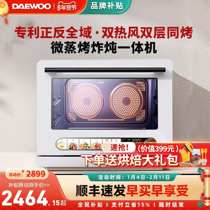 大宇双风机微蒸烤炸炖一体机四合一微波炉政府补贴台式家用烤箱