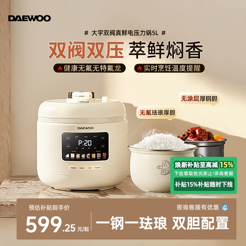 大宇2026新款电压力锅厨房电器双胆大容量电饭煲电高压锅烹饪机