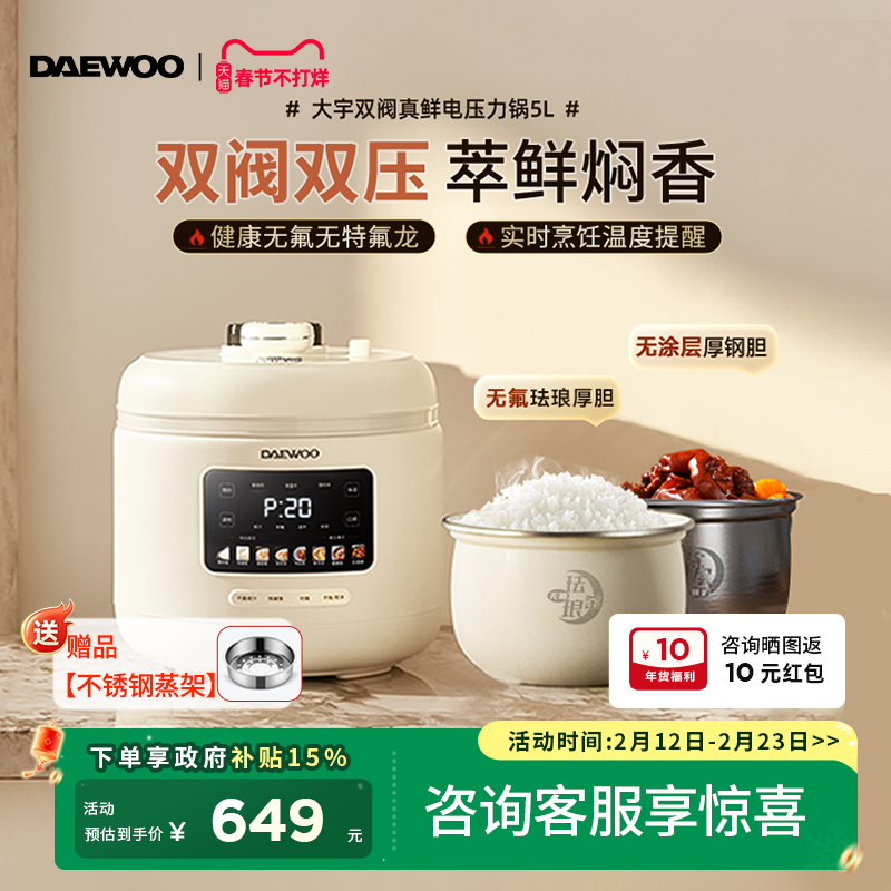 大宇2025新款电压力锅厨房电器双胆大容量电饭煲电高压锅烹饪机