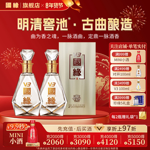 【52度】国缘V3高档白酒水纯粮食酿今世缘礼盒装送礼宴请500ml*2