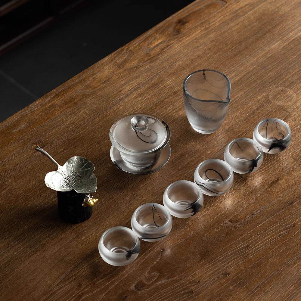 玉瓷玉石琉璃功夫茶具套装家用简约高档轻奢礼盒礼品办公盖碗
