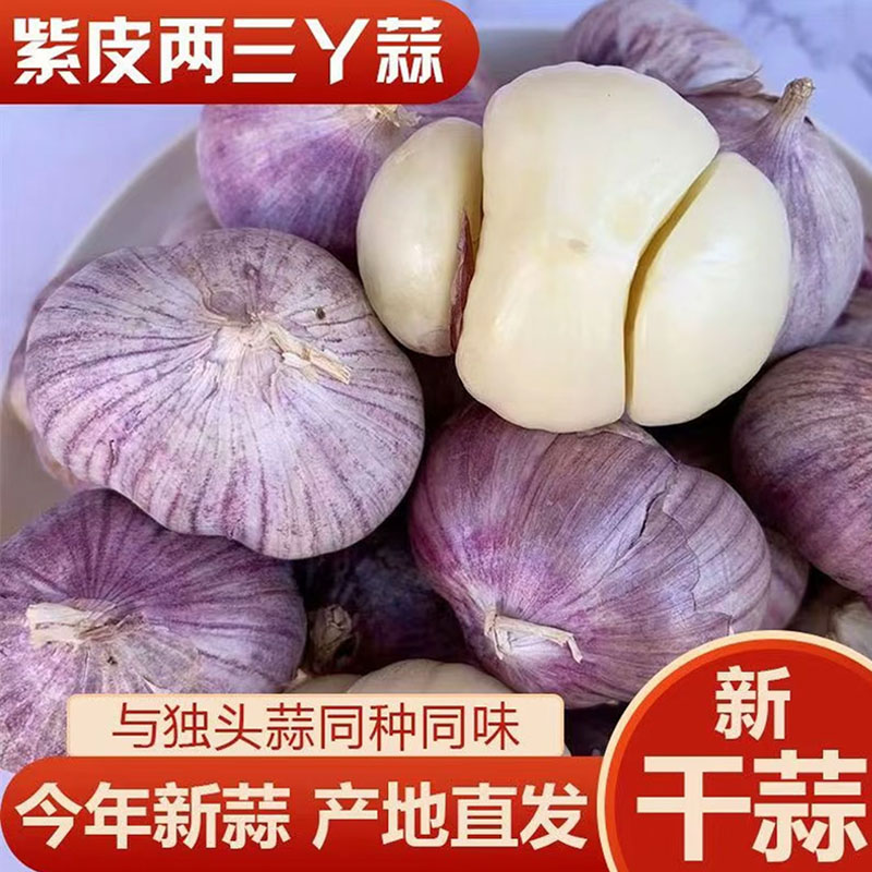 新鲜大理三丫蒜云南紫皮大蒜三瓣蒜干蒜头独头蒜同味农家自种疏菜