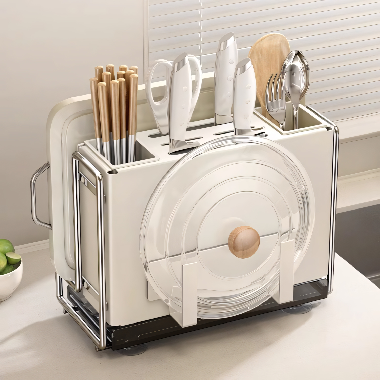 【2025新款】壁挂砧板刀筷一体架