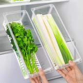 日本冰箱葱姜蒜收纳盒小葱香菜专用沥水保鲜盒食品级密封盒面条筒