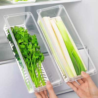 【带沥水板】小葱香菜专用保鲜盒