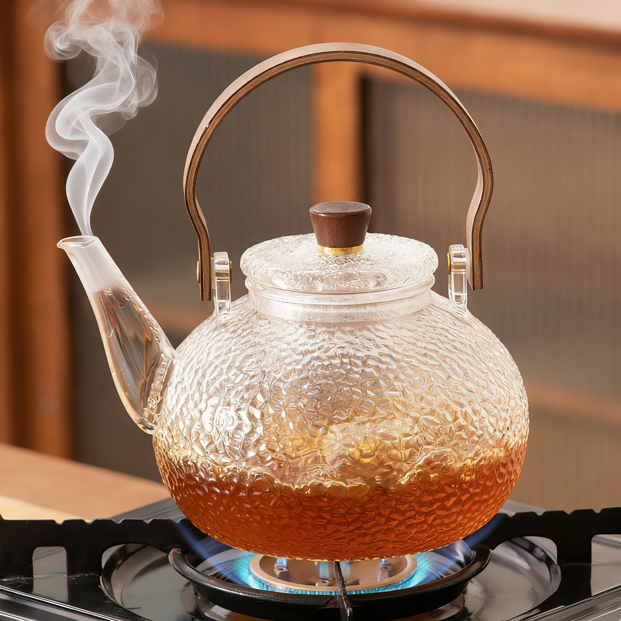 高硼硅玻璃煮茶壶电陶炉明火炭火烧水壶茶水分离大容量围炉煮茶器