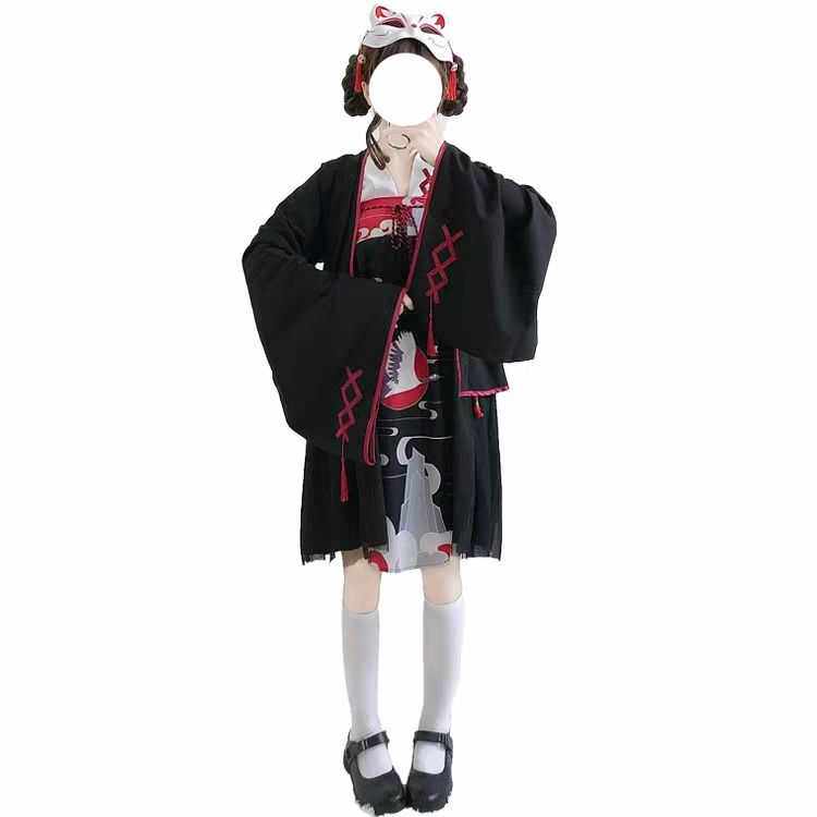 어두운 일일 개선 HANFU 민족 스타일 고대 스타일 한 요소 크레인 가슴 길이 스커트 고대 HANFU 여성 재킷