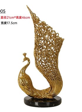 法式复古奢华全铜孔雀装饰花瓶欧式轻奢别墅客厅餐厅大气中古摆件