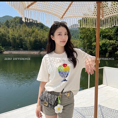 款定制棉印花短袖休闲上衣高奢