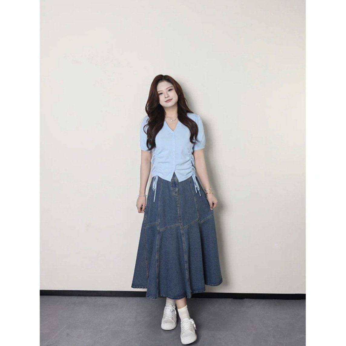 念念李潇洒【心机显瘦】微胖大码女夏季抽绳显瘦V领短袖针织上衣,女装/女士精品,大码套装,淘宝优惠券,粉丝福利购,淘宝优惠卷