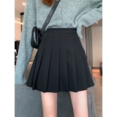 秋冬季 202百搭咖色A字短裙女高腰包臀裙子小个子显瘦百褶半身裙