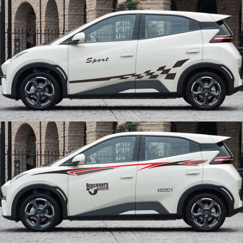 适用于比亚迪海鸥车贴拉花改装车身腰线彩条贴纸装饰汽车划痕贴画