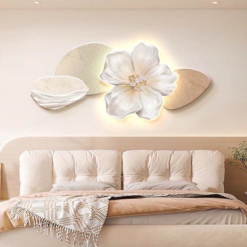 奶油风蝴蝶花朵卧室床头装饰画