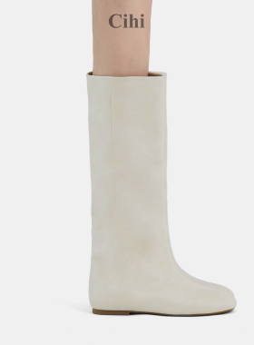 Cihi设计款'Opia' 线条主义内增高气质长筒靴子女百搭显瘦套筒靴