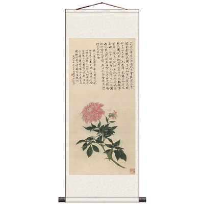 字画茶楼闇名家花鸟国画客厅丝绢房间于中式飞背景书法画挂画新