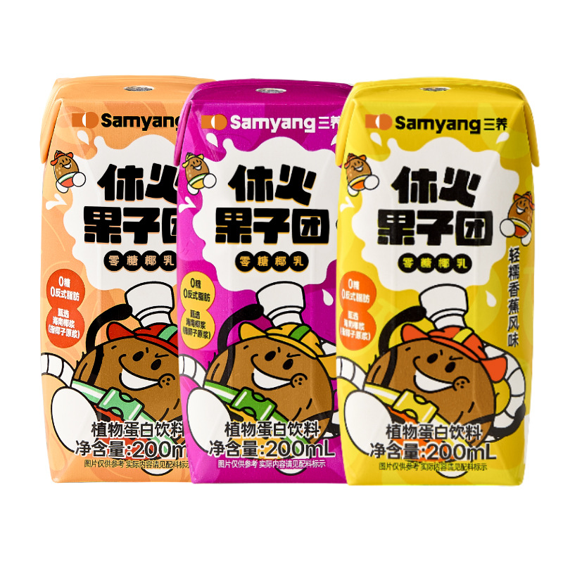 三养休火果子团红茶椰乳解辣火鸡面搭档植物蛋白饮料200ml*24瓶
