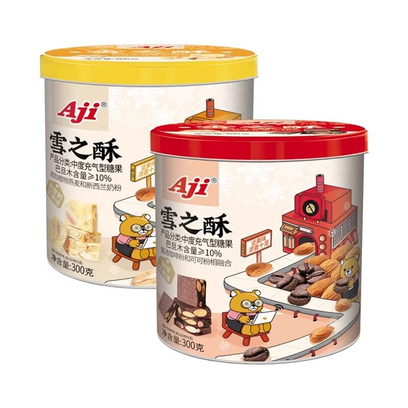 300g*2罐Aji雪之酥燕麦咖啡坚果味雪花酥饼干小包装零食休闲糕点