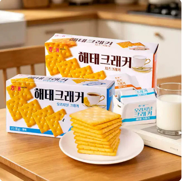 韩国进口HAITAI海太原味苏打饼干扁桃仁奶酪薯仔下午茶休闲小零食