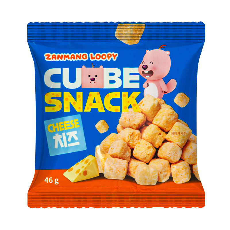 韩国进口赞萌露比草莓芝士奶油味香甜小方块膨化食品休闲小零食