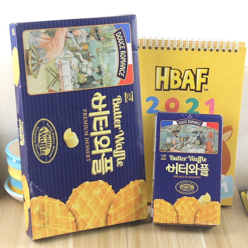 韩国进口SEOJU西洲经典黄油华夫松脆饼瓦夫薄脆饼干零食55g*12盒